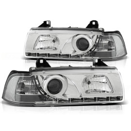 Lampy przód BMW E36 Coupe / Cabrio CHROM LED - diodowe LPBM53