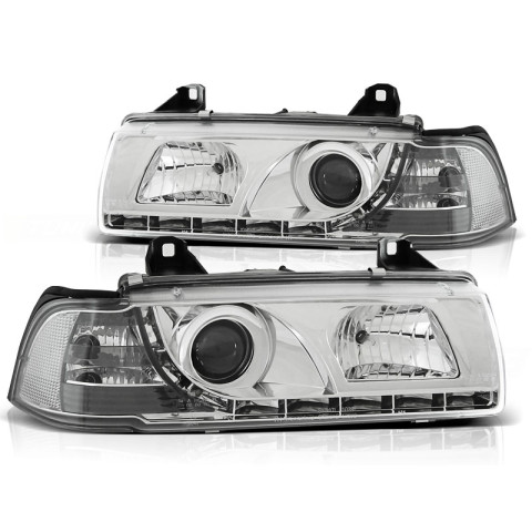 Lampy przód BMW E36 Coupe / Cabrio CHROM LED - diodowe LPBM53