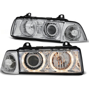 Lampy przód BMW E36 Coupe / Cabrio clear Angel Eyes Ringi DEPO LPBM27