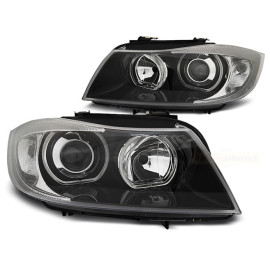 Lampy przód BMW E90 / E91 Angel Eyes BLACK diodowe Ringi LED LPBME4