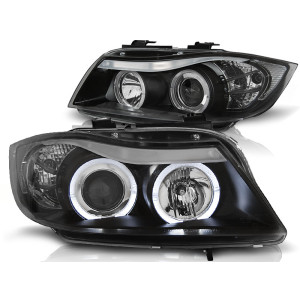 Lampy przód BMW E90 / E91 Angel Eyes BLACK Ringi LPBM76