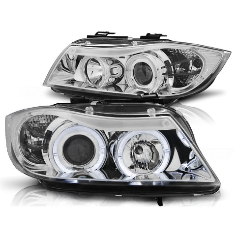 Lampy przód BMW E90 / E91 Angel Eyes CHROM Ringi LPBM75