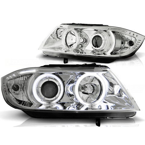 Lampy przód BMW E90 / E91 Angel Eyes CHROM Ringi CCFL LPBM61