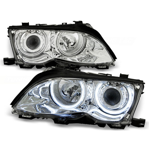 Lampy przód BMW E46 Sedan / Touring 01-05 Angel Eyes CHROM Ringi CCFL BM31