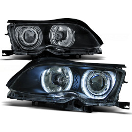 Lampy przód BMW E46 Sedan / Touring 01-05 Angel Eyes BLACK Ringi CCFL BM32