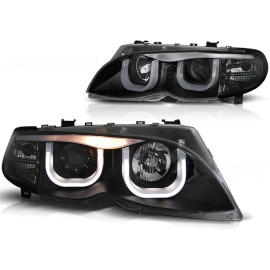 Lampy przód BMW E46 Sedan / Touring 01-05 Angel Eyes BLACK Ringi 3D LPBM96