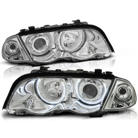 Lampy przód BMW E46 Sedan / Touring 98-01 Angel Eyes CHROM Ringi CCFL LPBM65