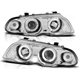 Lampy przód BMW E46 Sedan / Touring 99-01 Angel Eyes CHROM Ringi LPBM38