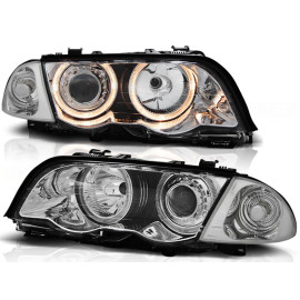 Lampy przód BMW E46 Sedan / Touring 98-01 Angel Eyes CHROM Ringi LPBM40