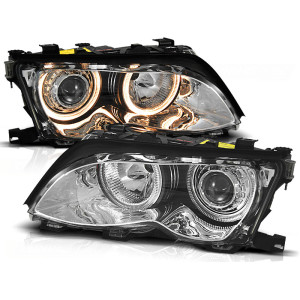 Lampy przód BMW E46 Sedan / Touring 01-05 Angel Eyes CHROM Ringi LPBM85