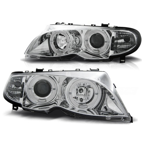 Lampy przód BMW E46 Sedan / Touring 01-05 ANGEL EYES CHROM LPBM99