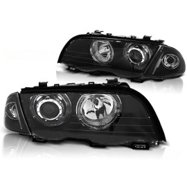 Lampy przód BMW E46 Sedan / Touring Angel Eyes BLACK Ringi LED LPBMG1