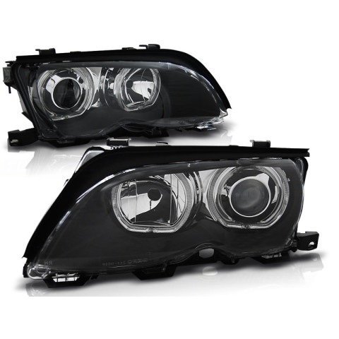Lampy przód BMW E46 Sedan / Touring 01-05 BLACK ANGEL EYES Ringi LED LPBMD8