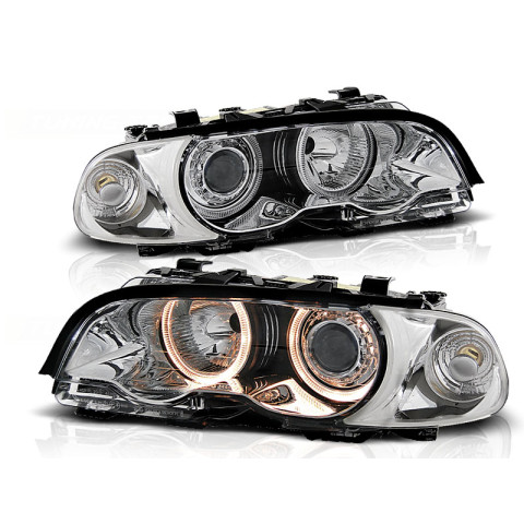 Lampy przód BMW E46 Coupe / Cabrio 98-01 Angel Eyes CHROM Ringi LPBM33