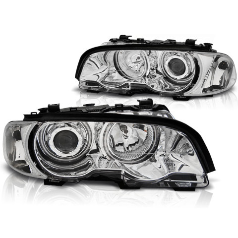 Lampy przód BMW E46 Coupe / Cabrio 99-01 Angel Eyes CHROM Ringi CCFL LPBMB6