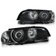 Lampy przód BMW E46 Coupe / Cabrio 99-01 Angel Eyes BLACK Ringi CCFL LPBMB7