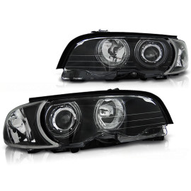 Lampy przód BMW E46 Coupe / Cabrio 99-01 Angel Eyes BLACK Ringi CCFL LPBMB7