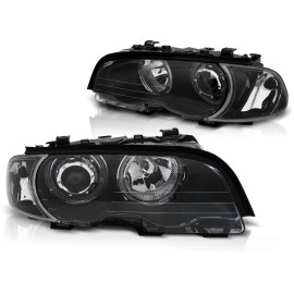 Lampy przód BMW E46 Coupe Cabrio Angel Eyes BLACK Ringi LED LPBMG5