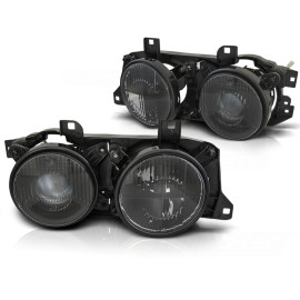 Lampy przód BMW E32 / E34 Black Czarne z Krzyżem LPBMF9