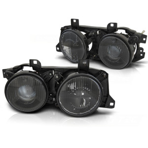 Lampy przód BMW E32 / E34 Black Czarne z Krzyżem LPBMF9
