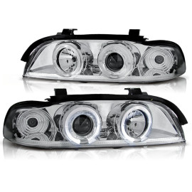 Lampy przód BMW E39 Angel Eyes CHROM Ringi LPBM15 elektryczne