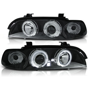 Lampy przód BMW E39 Angel Eyes BLACK czarne Ringi LPBM29 manualne