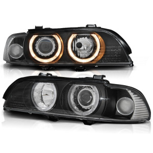 Lampy przód BMW E39 BLACK clearglass Angel Eyes D2S ringi LPBM07