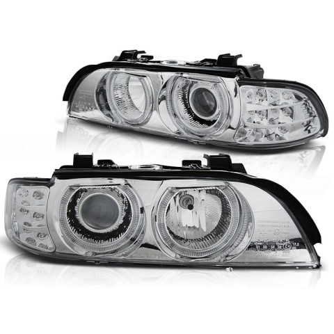 Lampy przód BMW E39 CHROM Angel Eyes kierunkowskaz LED LPBMA5