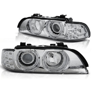 Lampy przód BMW E39 CHROM Angel Eyes kierunkowskaz LED LPBMA5