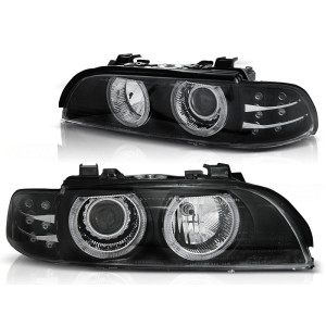 Lampy przód BMW E39 Angel Eyes BLACK Ringi kierunkowskaz LED LPBMA6