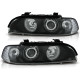 BMW E39 BLACK clearglass Angel Eyes z soczewką + ringi LPBM09