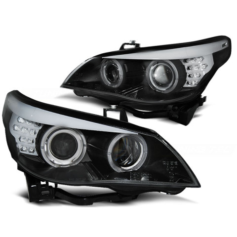 Lampy przód BMW E60 / E61 BLACK Angel Eyes LED diodowe CCFL LPBMC1