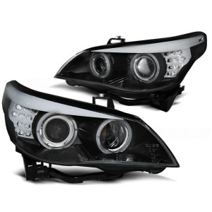 Lampy przód BMW E60 / E61 BLACK Angel Eyes LED diodowe CCFL LPBMC1