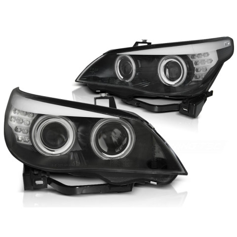 Lampy przód BMW E60 / E61 03-07 CHROM Angel Eyes CCFL LED LPBMH9