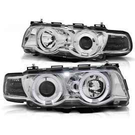 Lampy przód BMW E38 98-01 Angel Eyes CHROM Ringi H7/H1 LPBM71
