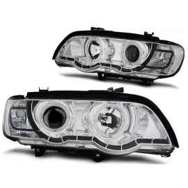 Lampy przód BMW E53 X5 - CHROM Angel Eyes Ringi CCFL Xenon D2S LPBMC4