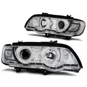 Lampy przód BMW E53 X5 - CHROM Angel Eyes Ringi CCFL Xenon D2S LPBMC4