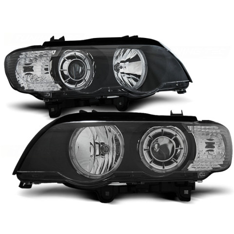 Lampy przód BMW E53 X5 Angel Eyes BLACK LED Xenon D2S LPBMD3