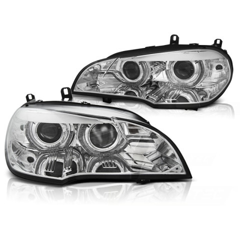 Lampy przód BMW X5 E70 07-10 Bi-Xenon AFS CHROM diodowe LED DRL LPBMJ9