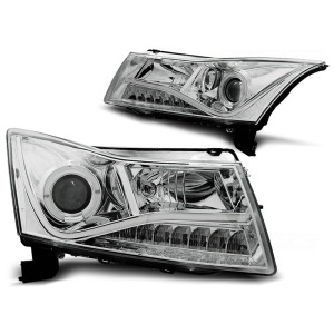 Lampy przód Chevrolet CRUZE 09-13 - CHROM LED + RING LPCT03