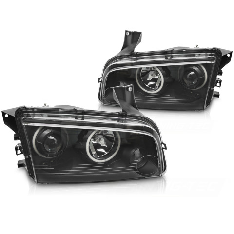 Lampy przód DODGE CHARGER LX - BLACK Angel Eyes LPDO12