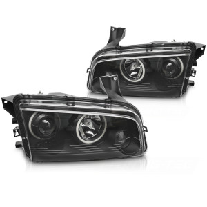 Lampy przód DODGE CHARGER LX - BLACK Angel Eyes LPDO12
