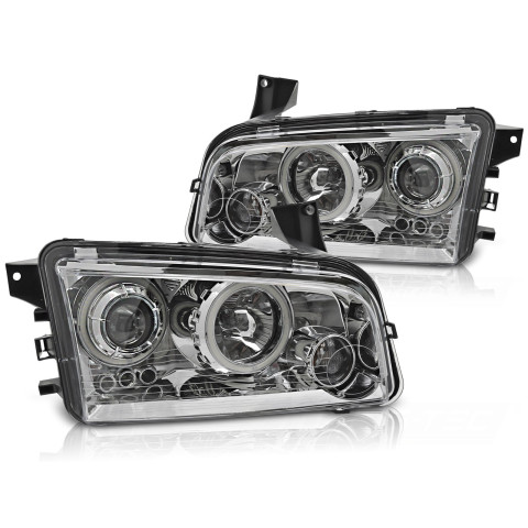 Lampy przód DODGE CHARGER LX - CHROM Angel Eyes LPDO11