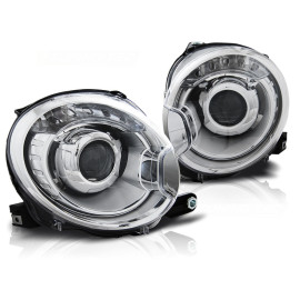 Lampy przód Fiat 500 - CHROM soczewkowe LPFI19