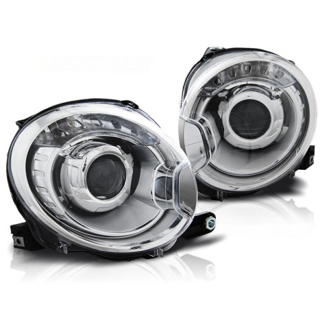 Lampy przód Fiat 500 - CHROM soczewkowe LPFI19