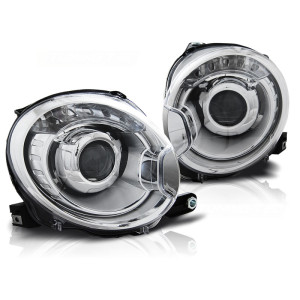 Lampy przód Fiat 500 - CHROM soczewkowe LPFI19