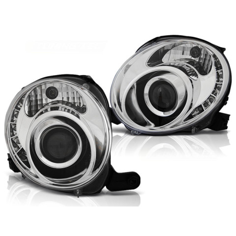 Lampy przód FIAT 500 07- CHROM LED diodowe LPFI23