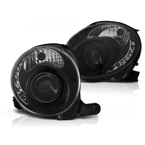 Lampy przód FIAT 500 07- BLACK LED diodowe LPFI24