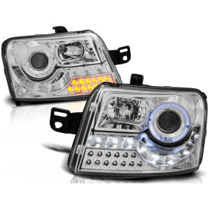 Lampy przód Fiat Panda - CHROM LED - kierunkowskazy LED LPFI15