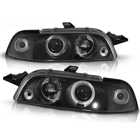 Lampy przód Fiat Punto I clear Angel Eyes BLACK soczewka ringi LPFI09